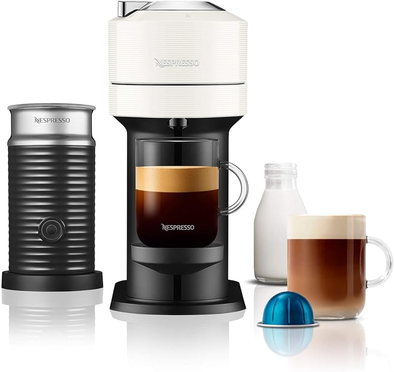 Nespresso Vertuo Next by De'Longhi with Aeroccino Milk Frother EN120.WAE White