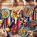 Aneco 4 Pack 14 by 84 Inch Mexican Table Runner Mexican Serape Blanket Cotton Colorful Fringe Table Runners for Mexican Party Wedding Kitchen Outdoor Decorations