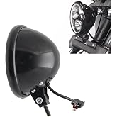 UTVIUNCT Lengthened Bolt 5.75 Inch Headlight Housing Universal Motorcycle 5 3/4" LED Headlight Bucket Shell Round Headlamp Light Bulb Bottom Mounting