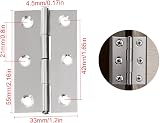 Juibao 4x Small Stainless Steel Folding Butt Hinges 55x34x1mm Silver view 2