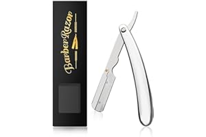 BARBERPLAN Professional Barber Straight Edge Razor, Men's Straight Shaving Razors for Barbershop Salons Close Shaving Beard Mustache Shaving Grooming (Silver)