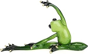 JuxYes Creative Craft Resin Yoga Frog Figurine Decor, Basic Yoga Pose Frog Sculpture Statue, Personalized Animal Collectible Figurines Mascot Frog Resin Crafts for Shelves Table Desk Decor