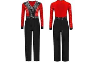 Hansber Boys Latin Dance Unitards V Neck Gymnastics Leotard Ballroom Camisole Performance Bodysuit Lyrical Costume