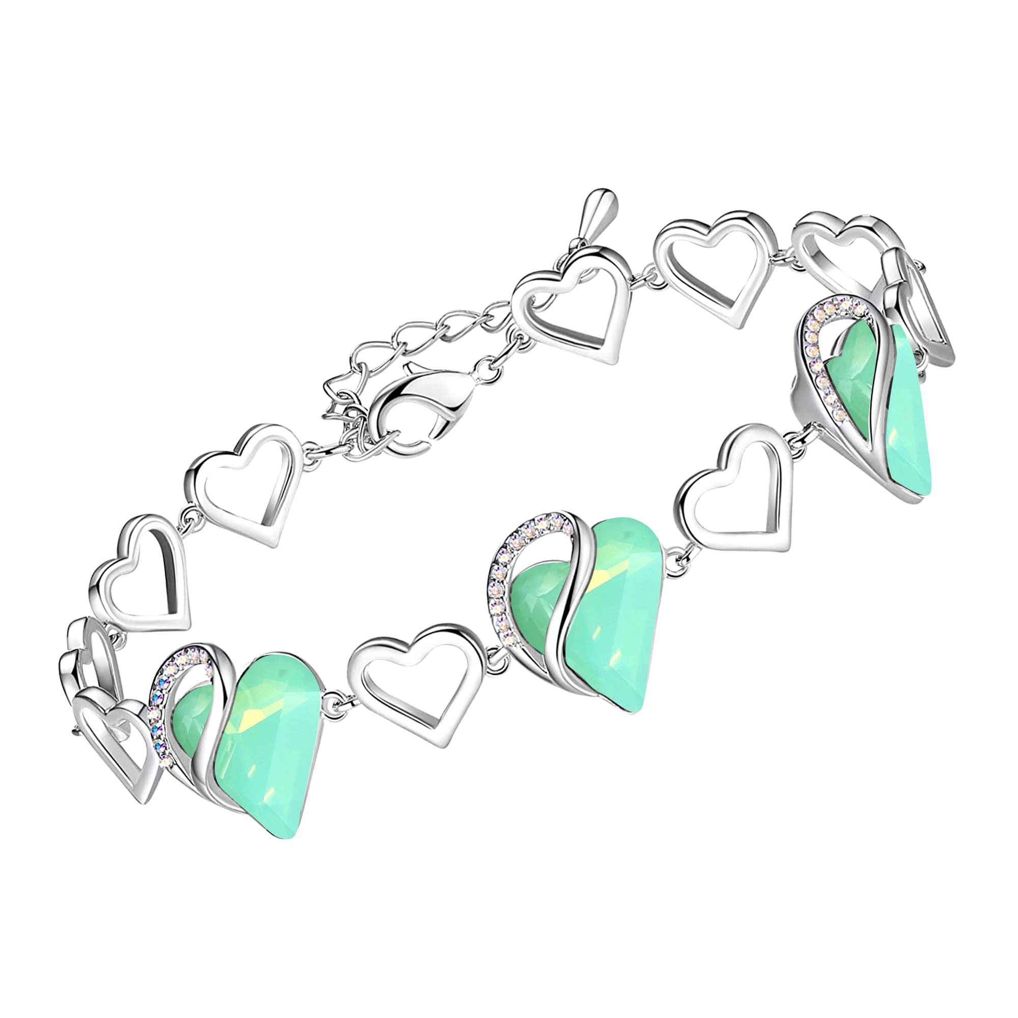 Leafael Valentine's Day Gift Bracelet, Infinity Love November Birthstone Heart Crystal Link Bracelet, Golden Yellow Shade, Silver-Tone Jewelry for Wife Mom Her, 7" + 2" Adjustable Chain — image 1