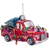 Noble Gems? Glass Truck with Tree Ornament, Christmas