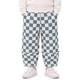 Haloumoning Toddler Baby Boy Checked Balloon Pants Elastic Waist Bottoms | Little Kids Casual Baggy Pant, Side Pockets,Fall Fashion Outfits 9M-8Y