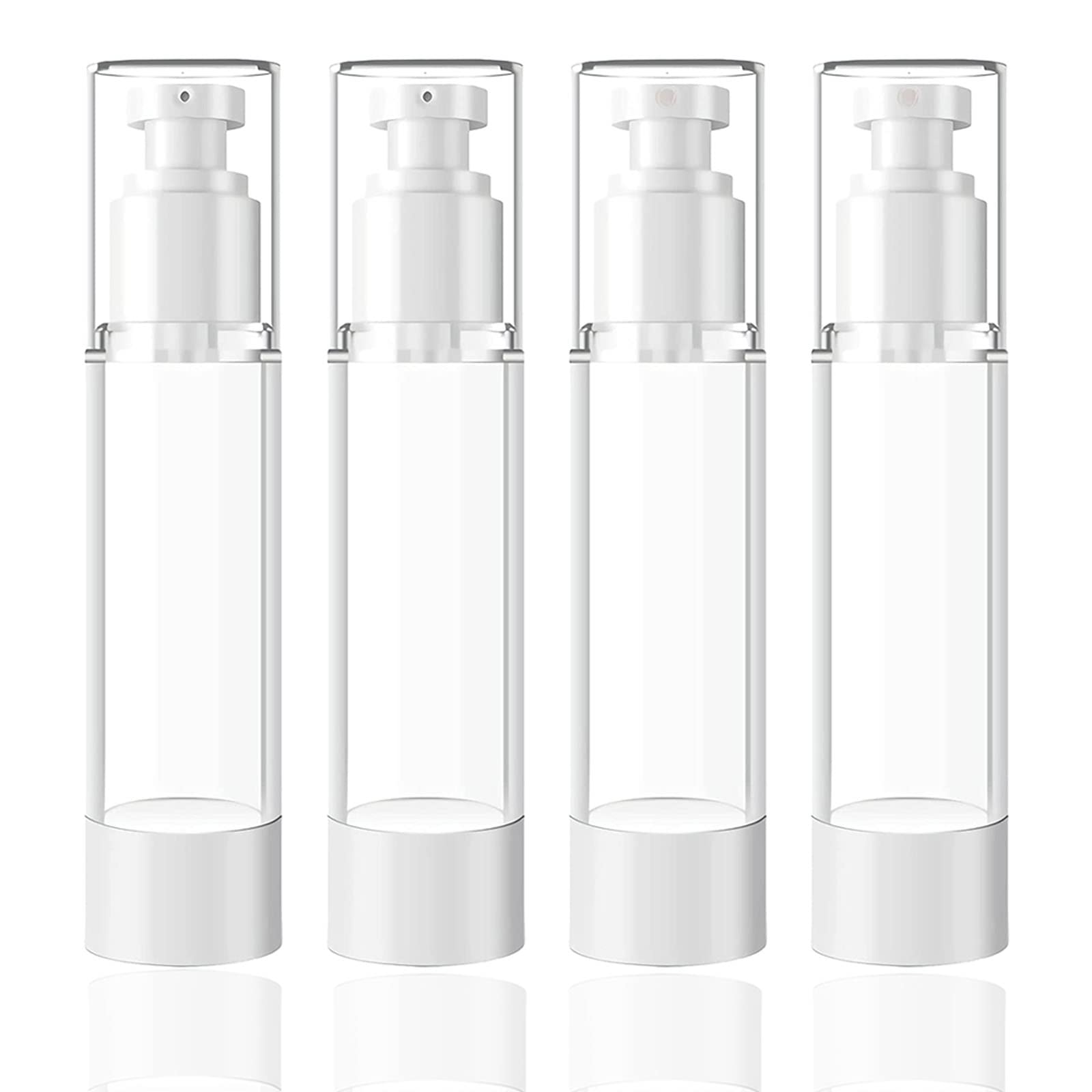 CandyAlley Empty Travel Bottles Shampoo Bottles for Filling, Pump Dispenser, 50 ml Pump Bottle for Lotion, Foundation, Essence, Cream, Cosmetics, Travel Shampoo Pack of 4