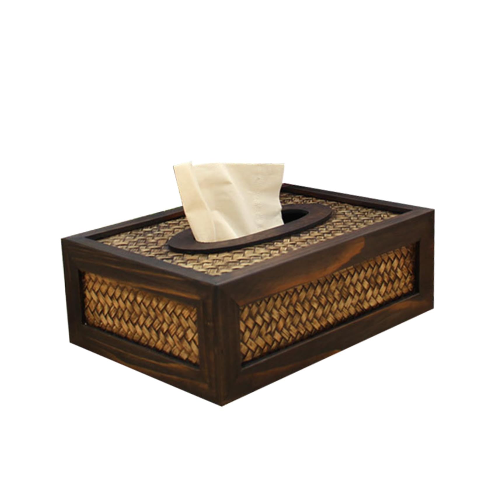 STOBOK Wooden Facial Tissue Box Cover - Rectangular Napkin Holder, Vintage Paper Container for Car Office Hotel Home