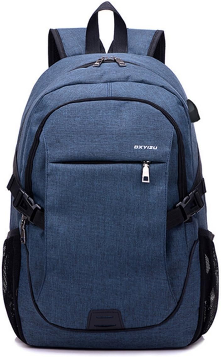 Lupan Business Water Resistant Laptop Notebook Backpack with USB Charging Port and Lock, College School Travel Bag (Blue)