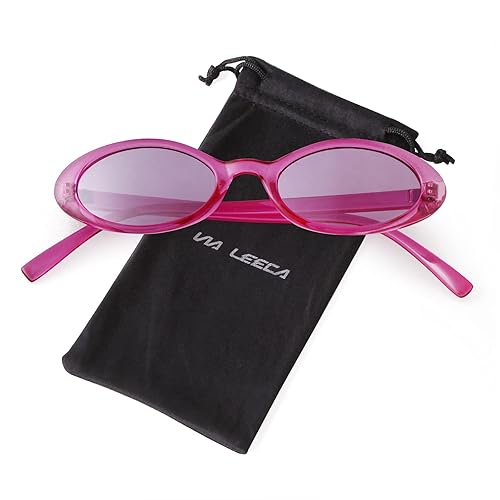VIA LEECA Retro 90s Oval Sunglasses Women Trendy Small Fashion Tinted  Narrow Sun Glasses UV400 Protection for
