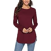 Newchoice Women's Casual Batwing Long Sleeve T Shirt Round Neck Basic Loose Tunic Tops