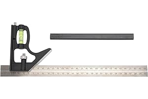Cloimei 12 Inch Combination Square Heavy Duty Multi Purpose Carpenter Framing Square Tool with Precise Angle Markings for Woo