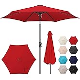 AckMizz 9ft Outdoor Patio Umbrella - Table Umbrella Waterprool UV Protection, Sombrillas de Patio with Push Button Tilt&Crank, Sun Umbrella for Pool, Porch, Garden, Deck, Backyard(Red)