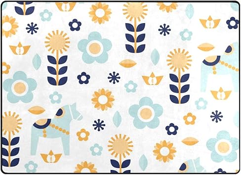 Alfombra de estilo clásico antideslizante, linda escandinava folk pony