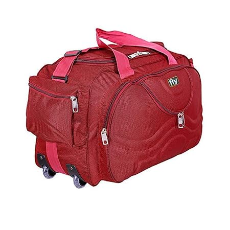 Fly Fashion Expandable Nylon Travel Duffle Strolley Bag for Men and Women (Red)