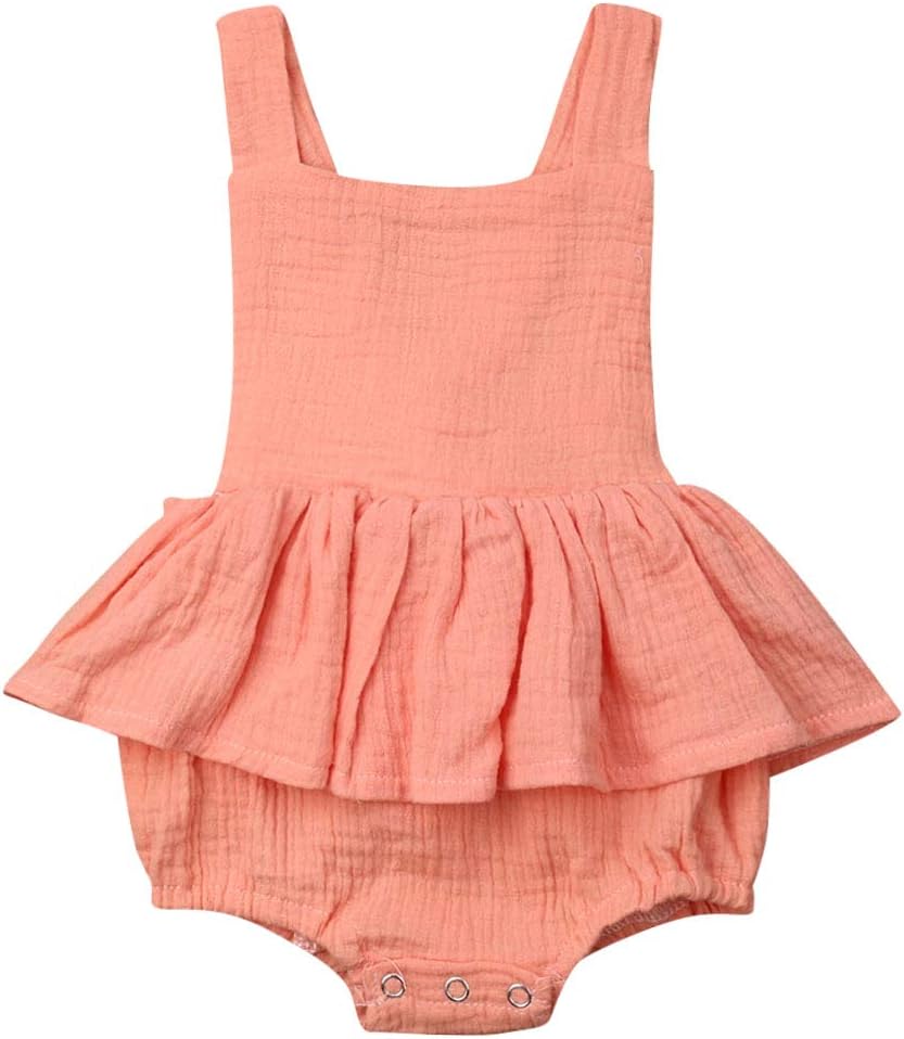 Baby Girl Sleeveless Ruffle Romper Infant Newborn 1Pcs Cotton Jumpsuit for 0-24 Months