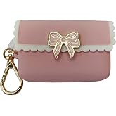 Bath &amp; Body Works Sweetheart Song Pink Bow PocketBac Holder | Pink scalloped bow snap case with gold accents for stylish sanitizer carry