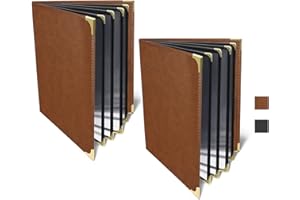 ZHENYI 2-Pack Restaurant Menu Covers 8.5 x 11 - Menu Holder 4 Page 8 View, Menu Book Menu Sleeves for Restaurant, Bar, Café