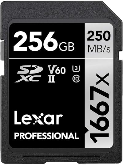 Lexar Professional 1667x SD Card 256GB UHS-II SDXC U3 V60 Read 250MB/s