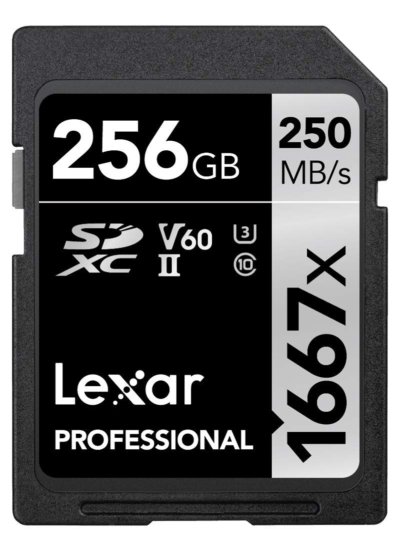 Lexar Professional 1667x SD Card 256GB, SDXC UHS-II Memory Card, Up to 250MB/s Read, 120MB/s Write, Class 10, U3, V60 SD for Professional Photographer, Videographer, Enthusiast