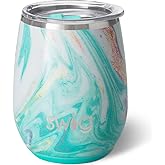 Swig Life 14oz Stemless Wine Cup, Insulated Wine Tumbler with Lid, Stainless Steel Travel Tumbler (Wanderlust)