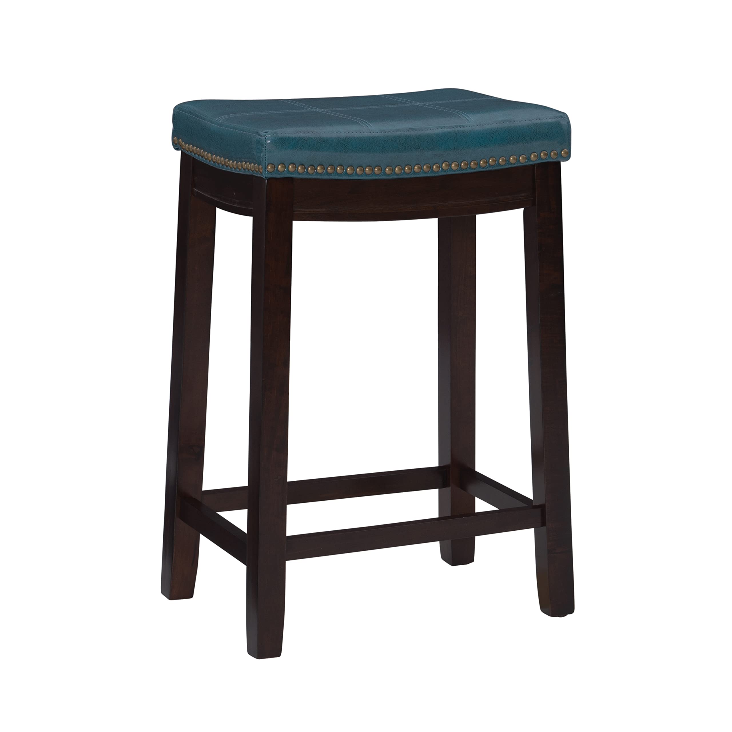Linon Carson Blue Backless Counter Stool, Brown