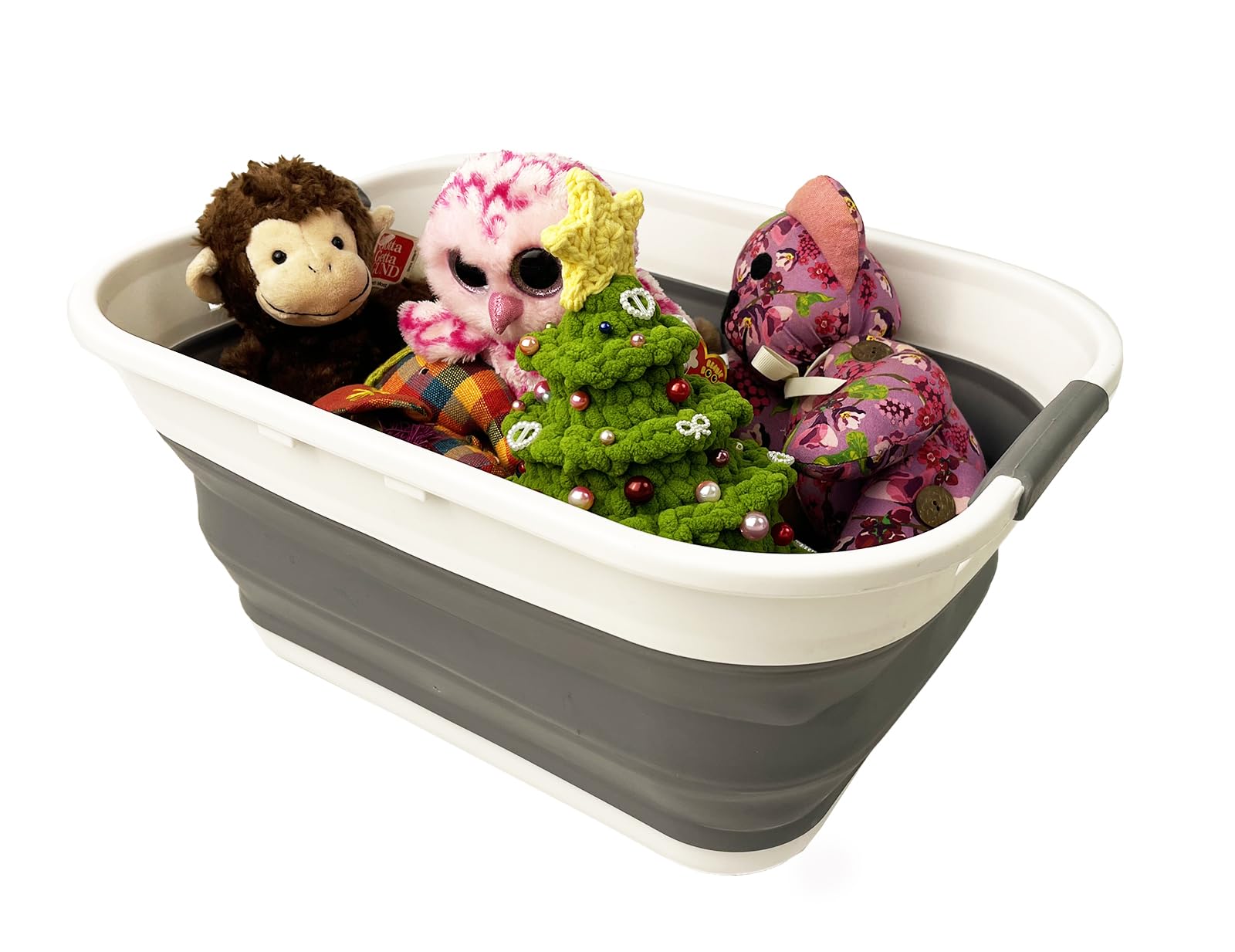 SAMMART Collapsible Laundry Basket (18L Collapsible Laundry Basket (White/Grey))