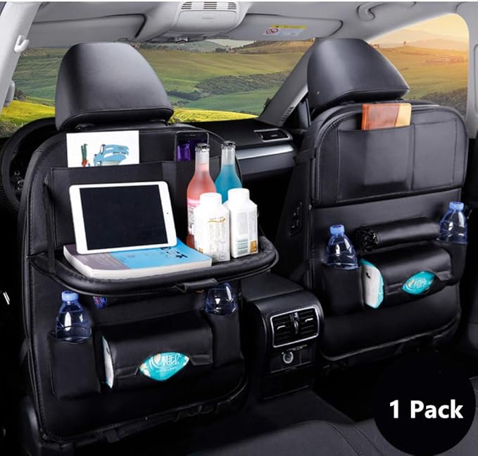 Car Backseat Organizer, PU Leather Car Seat Back Storage, Car Seat