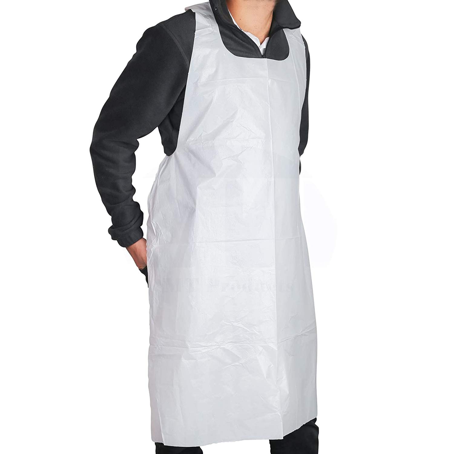 Merrimen 100 x Clear Disposable White Polythene Aprons, Extra Strength 20 Micron, FAST Delivery UK Manufacturer - Image 3