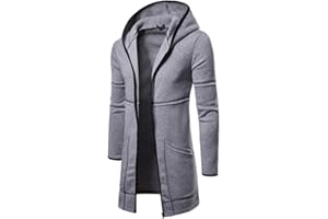 Ymosrh Winter Jackets For Men Fashion Mens Hooded Solid Trench Coat Jacket Cardigan Long Sleeve Outwear Blouse
