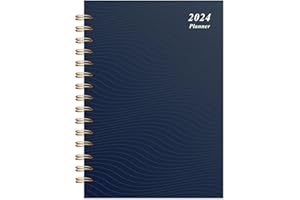 YUNAEDUO Planner 2024-2025 Daily Weekly and Monthly - 2024 Calendar 12 Month Planner Jan. to Dec. - 5" x 8" Weekly and Monthly Planner 2024 - Monthly Planner 2024-2025 with Spiral Bound - Dark Blue
