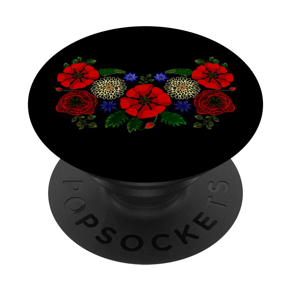 Cute Floral Ukraine Gift Vintage Ukrainian Vyshyvanka Style PopSockets PopGrip: Swappable Grip for Phones & Tablets