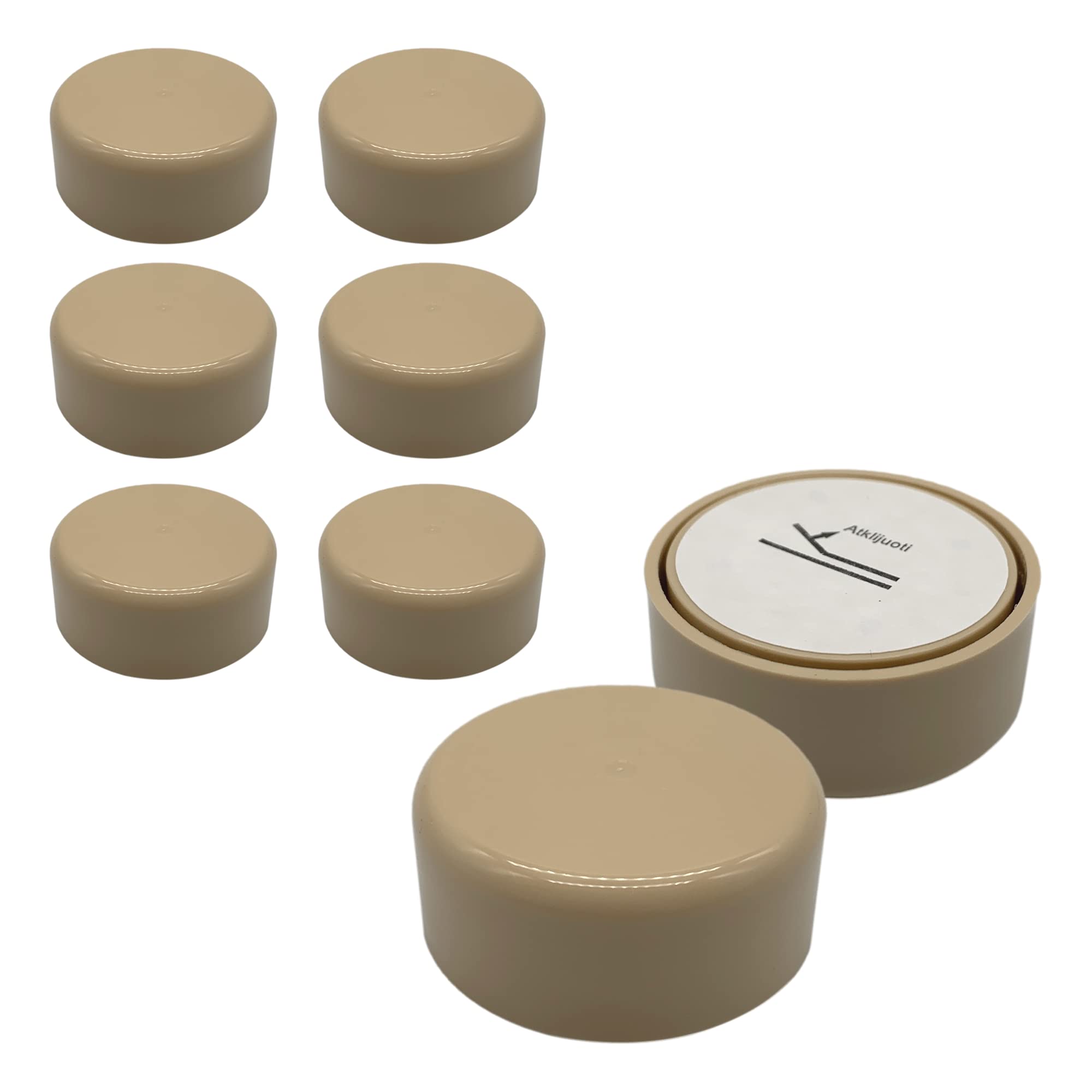 Diforma (Pack of 8 pcs) Height Adjustable Furniture Legs, Round Ø 55 mm, Material Plastic, Installation Via Sticker (8, Beige) — image 1