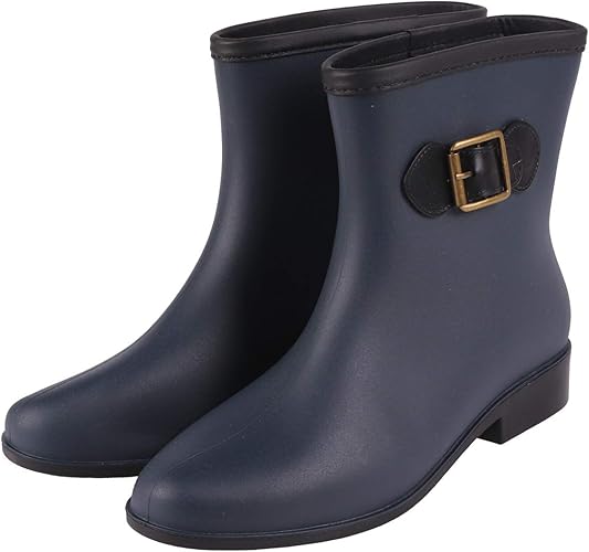 Amazon Cawkay レインシューズ レディース 無地 ショート ブーツ 長靴 レインブーツ レインシューズ ミドルブーツ シンプル デザイン レインシューズ