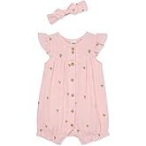 Little Me Clothes for Baby Girls' Gauze Romper and Headband Set, 3-12 Months