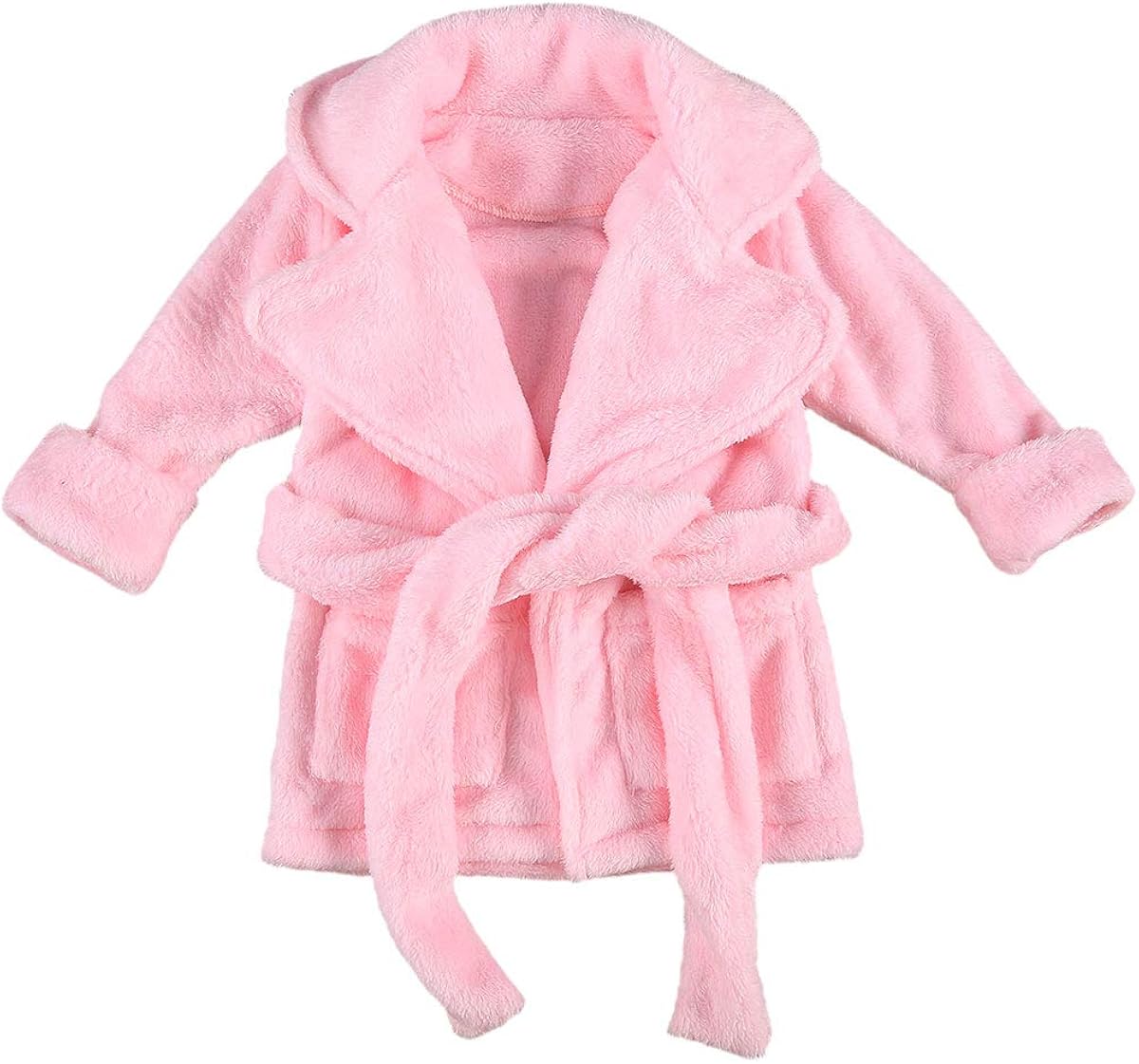 Infant Toddler Baby Girl Flannel Soft Bathrobes Hoodie Kimono Robe Clothes with Belt: Clothing