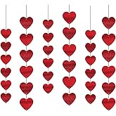 NO DIY Red Heart Shape Hanging String Hearts Galentines Day Decorations Heart Banner Galentines Day Party Decor Valentines Day Decorations for Wedding Anniversary Home Valentines Party Supplies