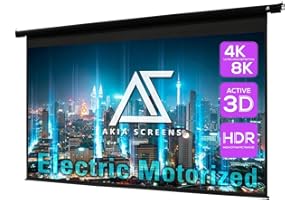 Akia Screens 150 inch Motorized Electric Remote Controlled Drop Down Projector Screen 16:9 8K 4K HD 3D Retractable Ceiling Wall Mount Black Projection Screen Office Home Theater Movie AK-MOTORIZE150H2