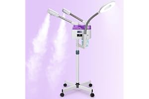 JOSTZHXIN 3 in 1 Facial Steamer,Professional Facial Steamer with 5X Magnifying LED Lamp, Esthetician Steamer with Hot & Cold Mist, Face Steamer On Wheels for Salon Spa Beauty Skin Care