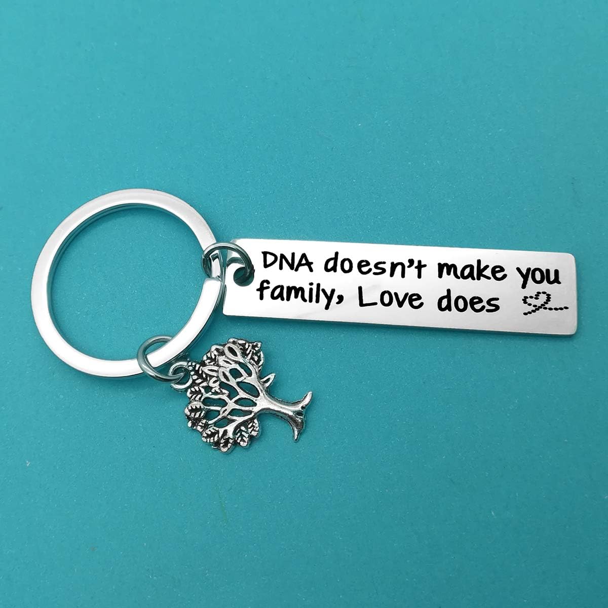 Step Mum Keyring Step Dad Gifts DNA Doesn't Make You Family Love Does Keyring Step Parents Gifts Mothers Day Fathers Day Gift Christmas Birthday Gifts Adoption Gifts for Parents - Image 5
