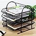 MONBLA 4-Tier File Rack Metal Mesh Letter Tray Scratch-Resistant Stackable Foolscap Rack Desk Document Organizer