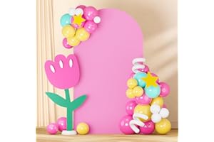 OMKSIH Wedding Arch Cover Pink 7.2 FT Arch Backdrop Cover Spandex Arch Cover Round Top Arch Stand Cover Baby Shower Arch Covers Stretchy Backdrop 2-Sided Backdrop Cover for Arch Stand Birthday Party