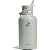 Hydro Flask Water Bottle - Insulated Stainless Steel - Wide Mouth Flex Straw Lid, Non Spill, Leakproof and Refillable in 64 Oz Tonal Agave (Pack of 12)