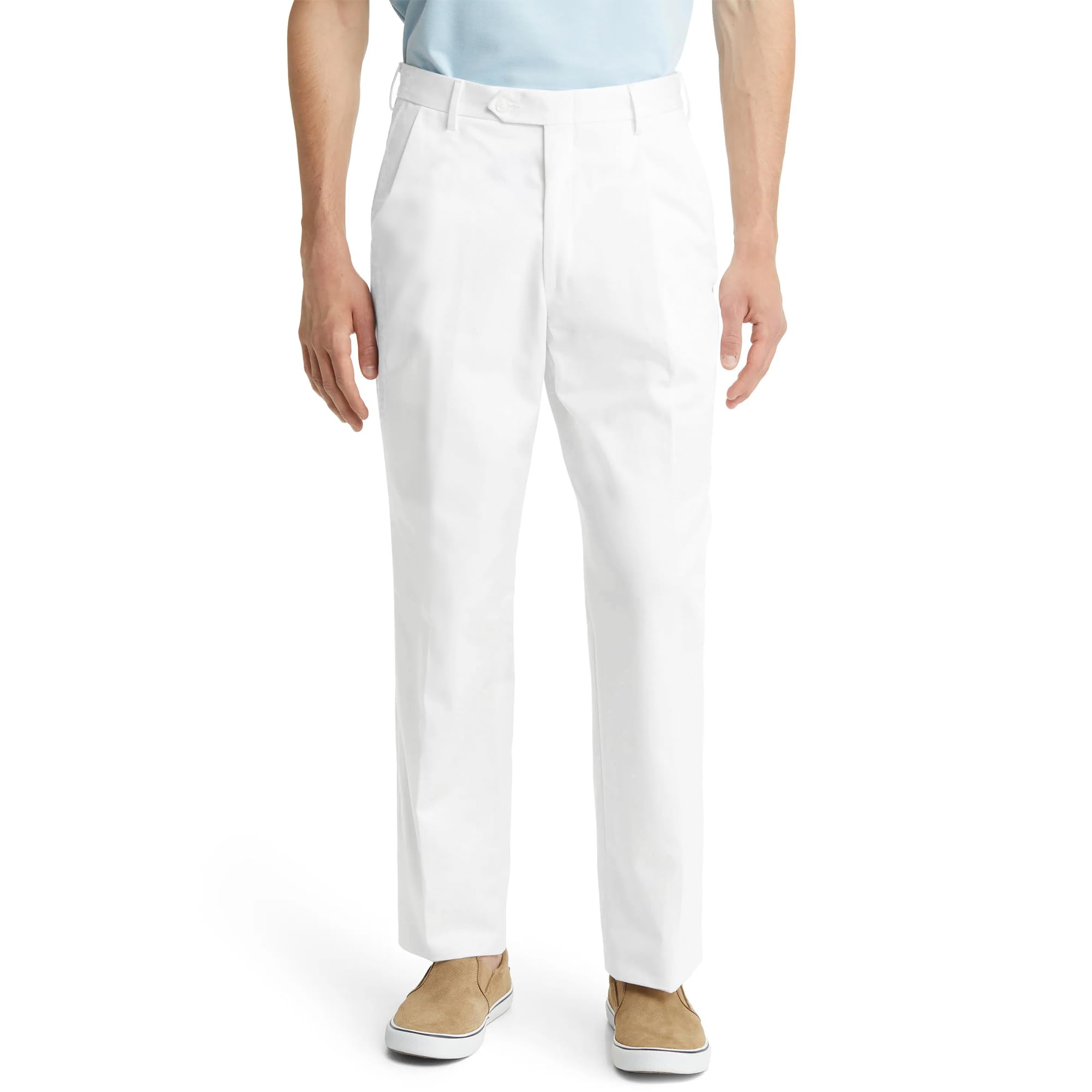 Mens Classic Fit Flat Front Hidden Expandable Waist Dress Pants No Iron ...