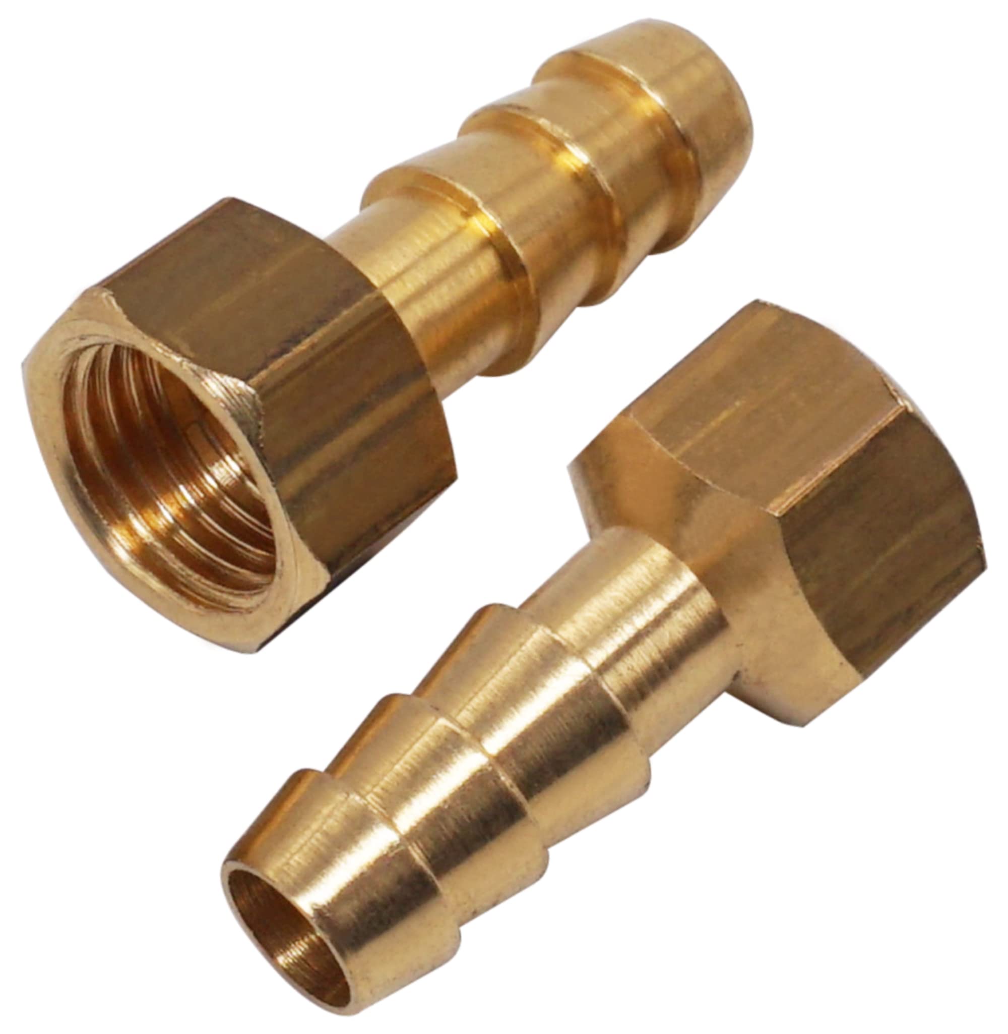 SKIR'CO 2 pcs Female Thread Barb Brass Fitting 1/4" x 10 mm, Hose Barbed Adapter, Hose Tail Connector, BSP Thread