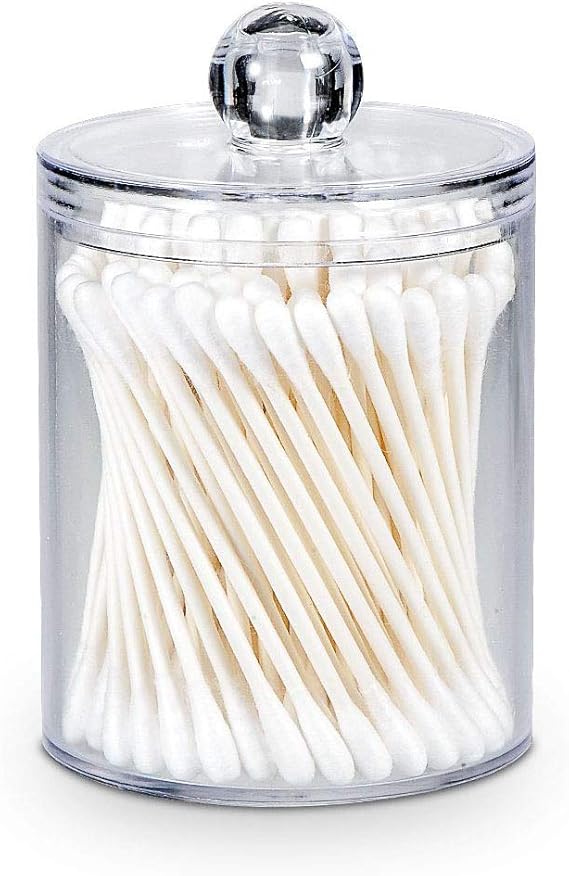 AOMOM Glass Cotton Swab Holder Dispenser Containers Bathroom Storage