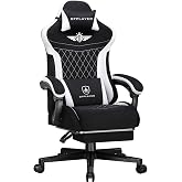 GTPLAYER Video Gaming Chair Fabric, Ergonomic Computer Chair with Footrest and Pocket Spring Cushion, Height Adjustable Video
