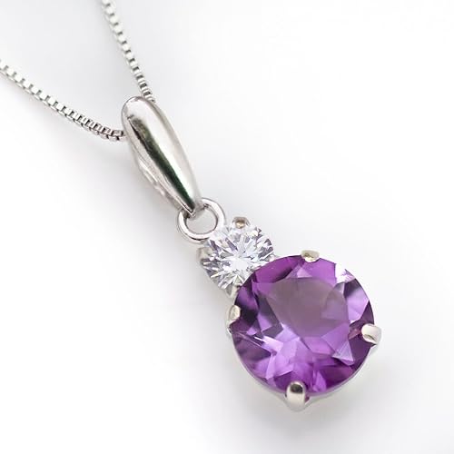 Amazon チェリッシュ 18金 2月誕生石ネックレス アメジスト K18ホワイトゴールド ネックレス ペンダント ミルキーストーン アメシスト 国産 日本製 K18wg ネックレス 通販