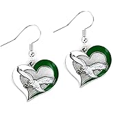 NFL Philadelphia Eagles Retro White Eagle Swirl Heart Earrings
