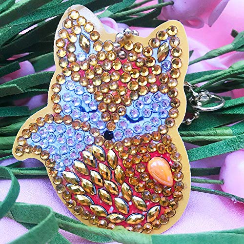 DIY Diamond Painting Keychain Animal Gift Key Ring Full Drill Mosaic Making Diamond Painting Pendant for Art Craft Key Ring Phone Charm Bag Decor(4 Pack)